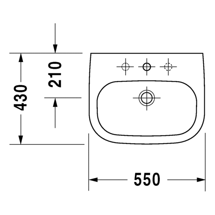 Mynd af Duravit D-Code vegghengd handlaug 550x430mm