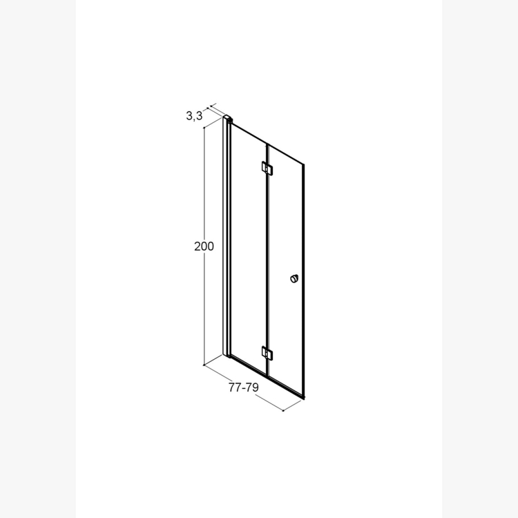 Mynd af Dansani Fellihurð glær m/svörtum prófíl  80cm 