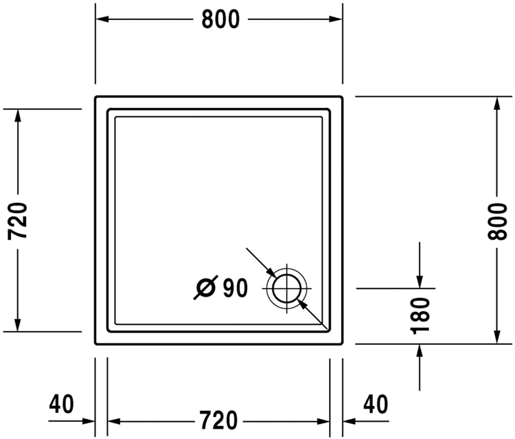 Mynd af Duravit sturtubotn Starck 800x800mm