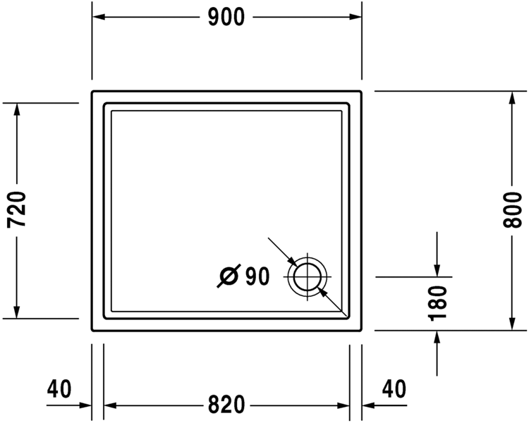 Mynd af Duravit sturtubotn Starck 800x900mm