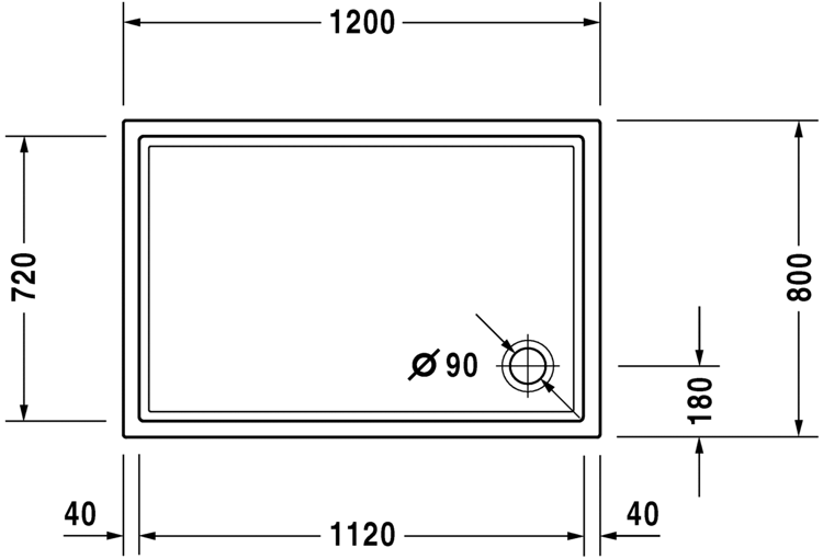 Mynd af Duravit sturtubotn Starck 1200x800mm