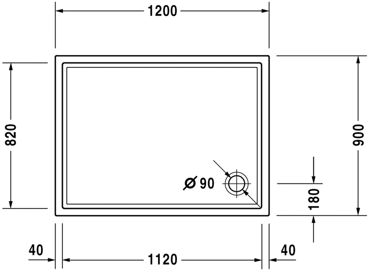 Mynd af Duravit sturtubotn Starck 1200x900mm