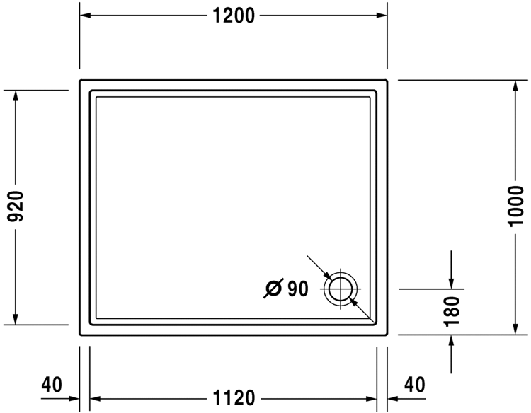 Mynd af Duravit sturtubotn Starck 1200x1000mm