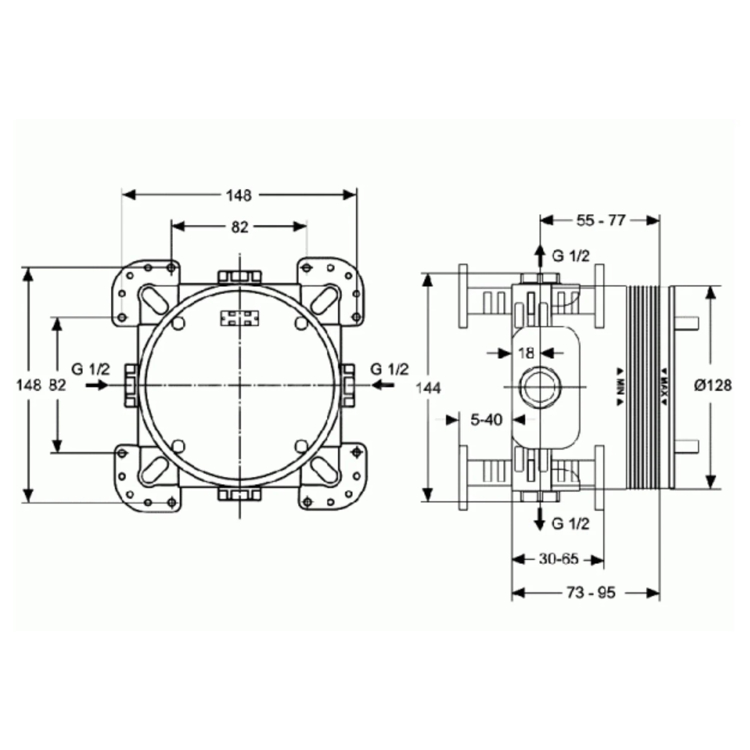 Mynd af Ideal Standard Ceratherm 100 Innbyggt Sett Króm