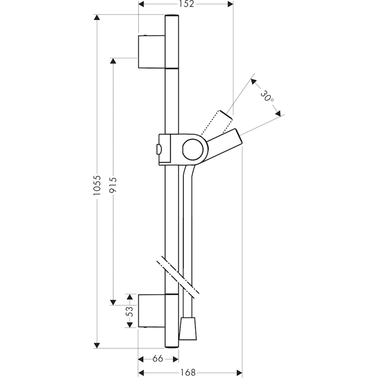 Mynd af AXOR Uno sturtustöng 90cm og barki 160cm stál