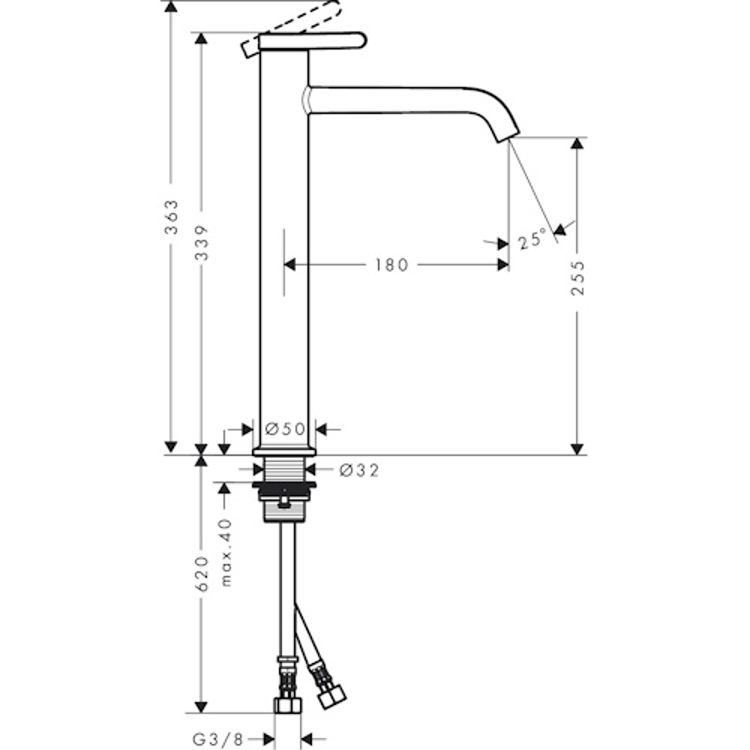 Mynd af AXOR One 260 handlaugartæki Burstað brass