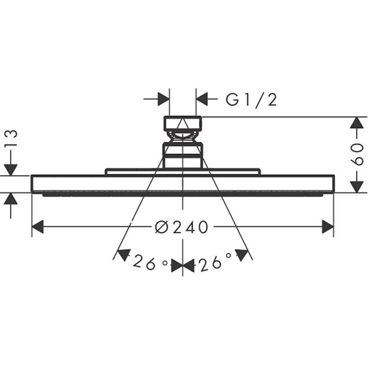 Mynd af AXOR Starck sturtuhaus Ø240mm Stál