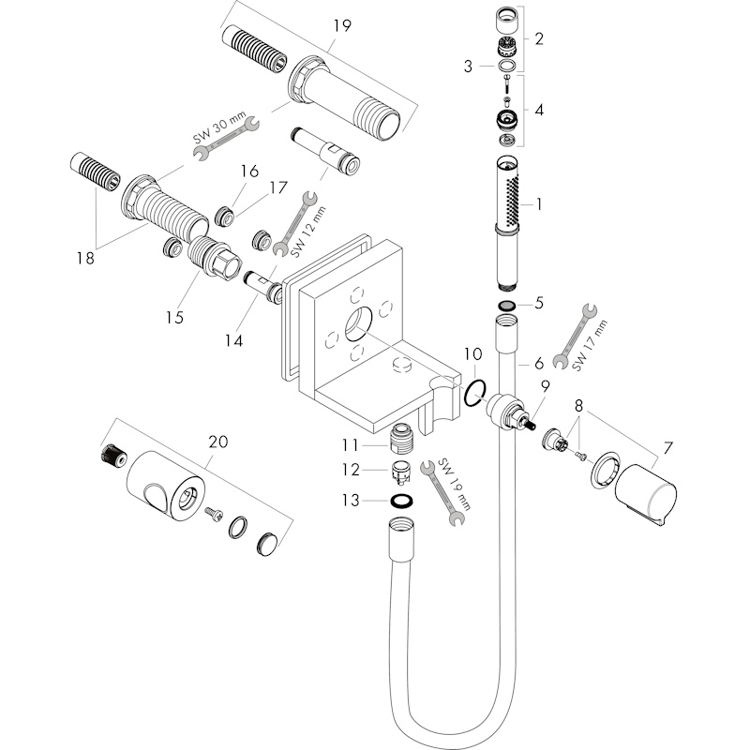 Mynd af AXOR ShowerSolutions innb. handsturtusett Króm