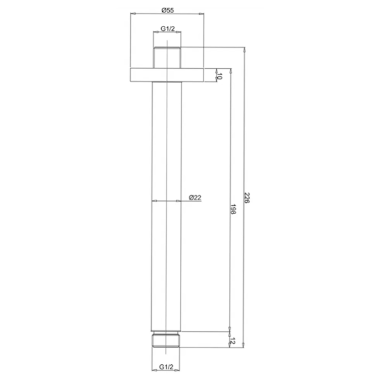 Mynd af Crosswater MPRO sturturör í loft 200mm Svartur Matt