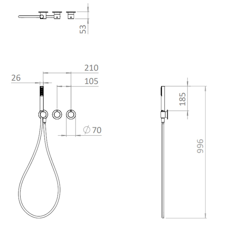 Mynd af Crosswater MPRO Module 2 sturtusett m. handsturtu Burstað brass