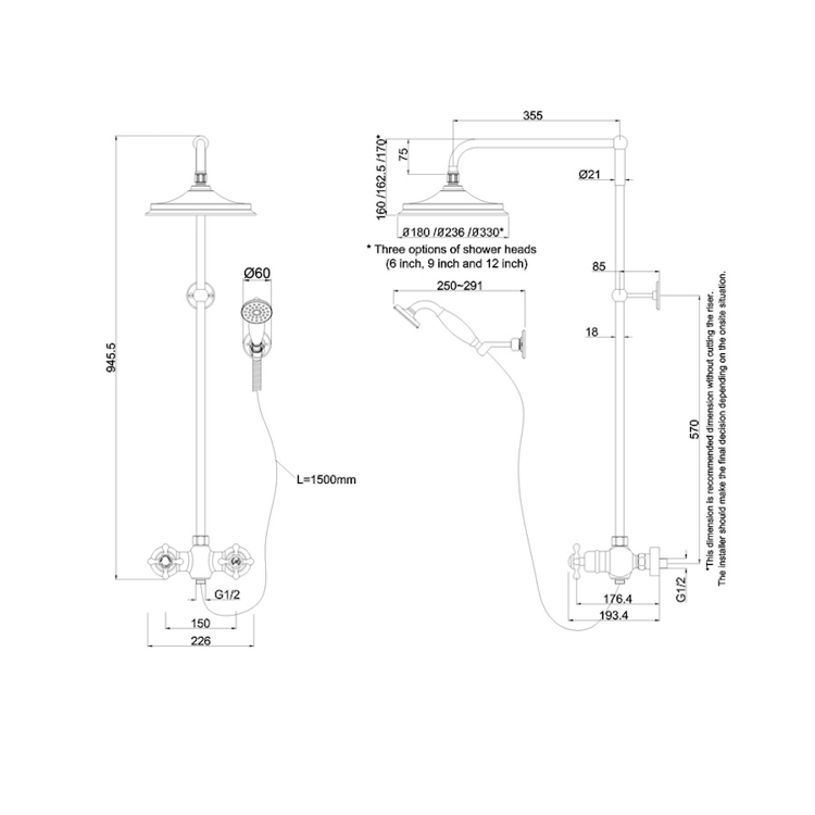 Mynd af Burlington Eden Thermostatic sturtusett Ø236mm Króm