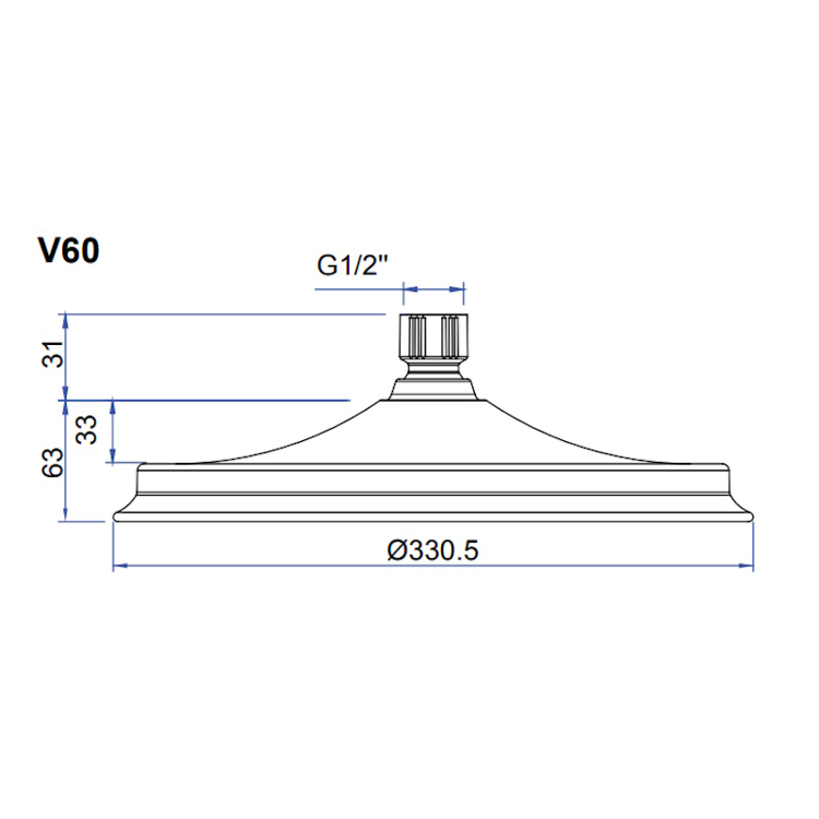 Mynd af Burlington AirBurst sturtuhaus Ø330mm Króm
