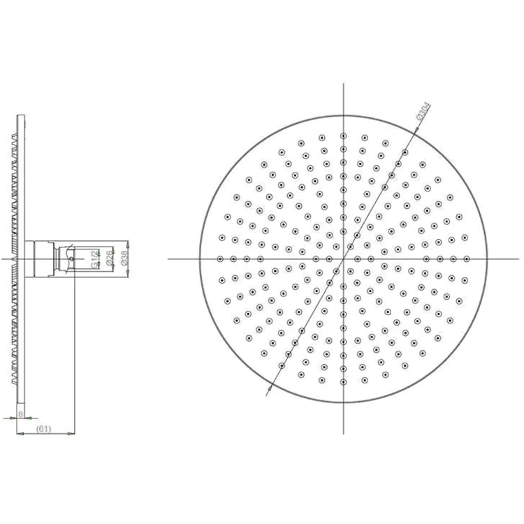 Mynd af Crosswater MPRO sturtuhaus Ø300mm Burstað stál