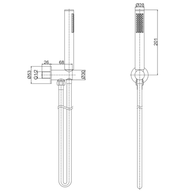 Mynd af Crosswater MPRO vegghné og handsturta Burstað brass