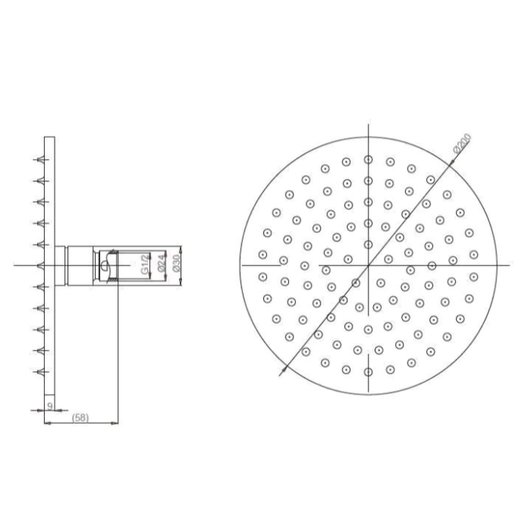 Mynd af Crosswater MPRO sturtuhaus Ø300mm Svartur matt