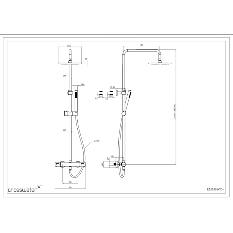 Mynd af Crosswater Multifunction sturtusett m. handsturtu Burstað stál