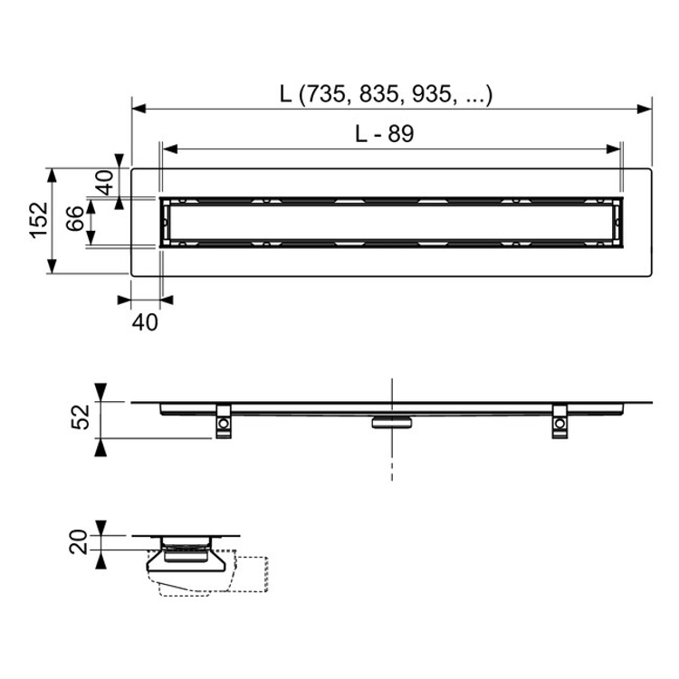 Mynd af TECE Renna 100cm f. náttúrulegan stein